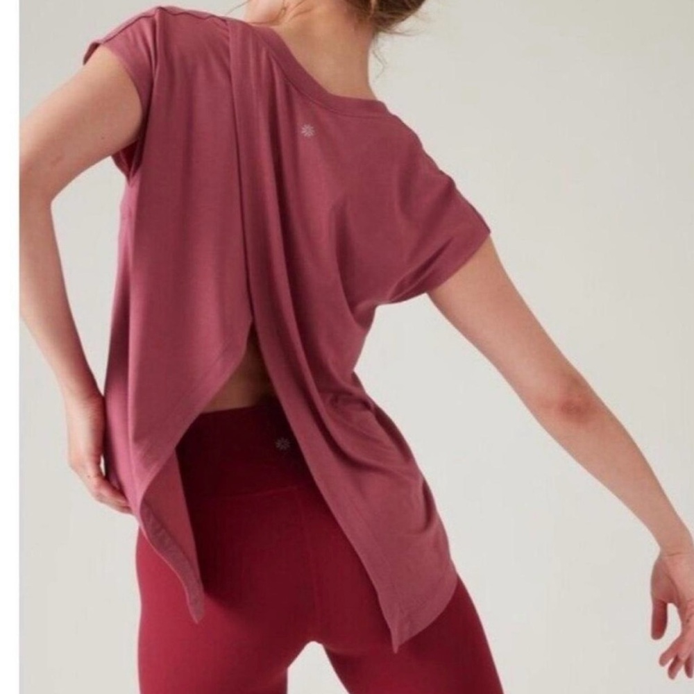 Athleta Rosewood Short Sleeve Open-Back Tee